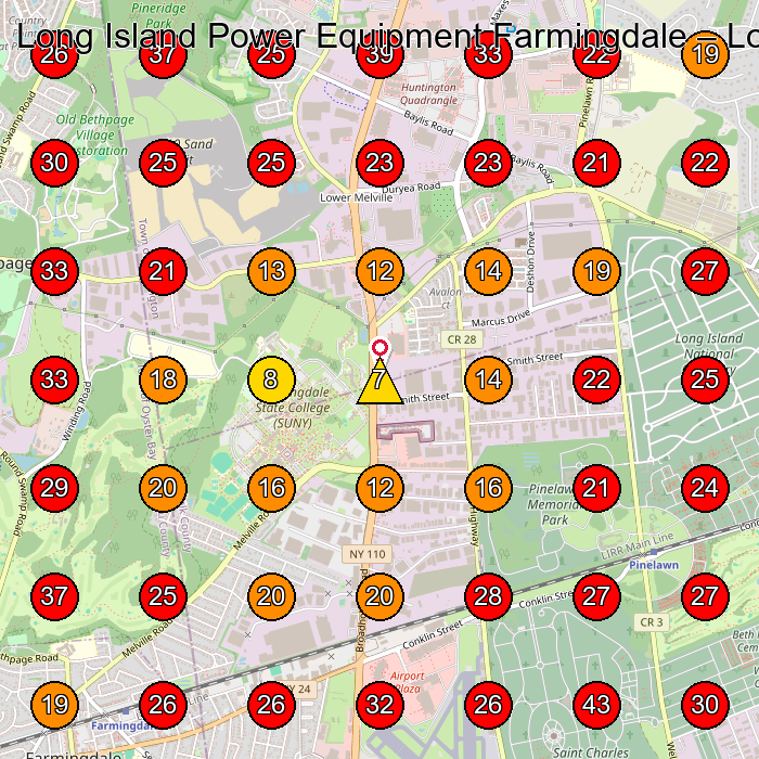 Long Island Power Equipment Farmingdale GeoGrid visibility map for Exercise Equipment Store in Woodbury
